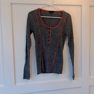 rag & bone ribbed scooped henley heather gray